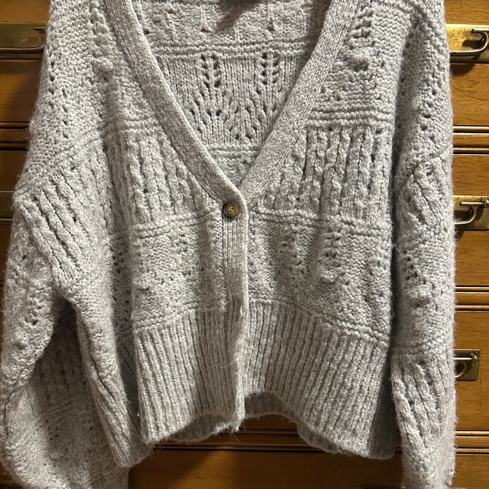 Topshop Light Gray Knit Cardigan